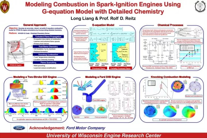 modeling combustion in spark ignition engines using g equation model with detailed chemistry