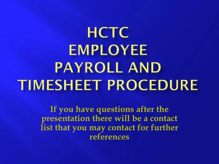 hctc employee payroll and timesheet procedure