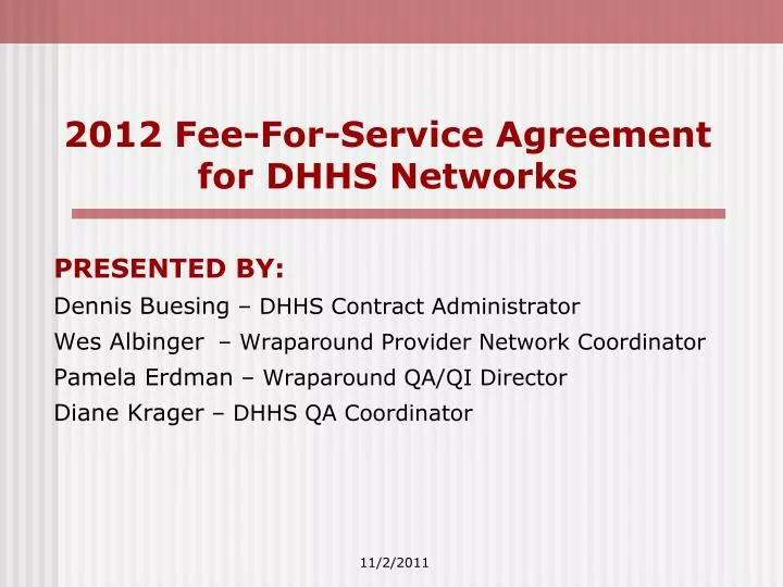 2012 fee for service agreement for dhhs networks