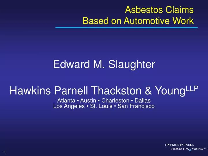 asbestos claims based on automotive work