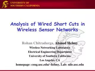 Analysis of Wired Short Cuts in Wireless Sensor Networks