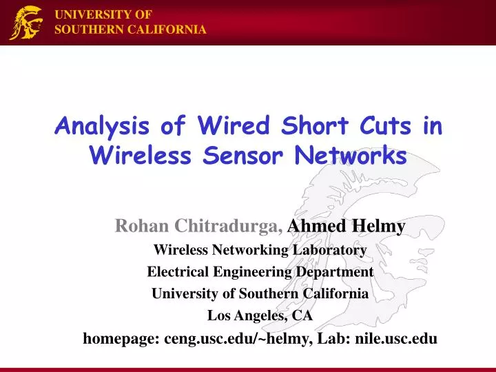 analysis of wired short cuts in wireless sensor networks