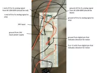 0 or +5 volts from digital pin that indicates direction for motor