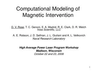 Computational Modeling of Magnetic Intervention