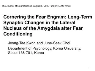 Jeong-Tae Kwon and June-Seek Choi Department of Psychology, Korea University, Seoul 136-701, Korea