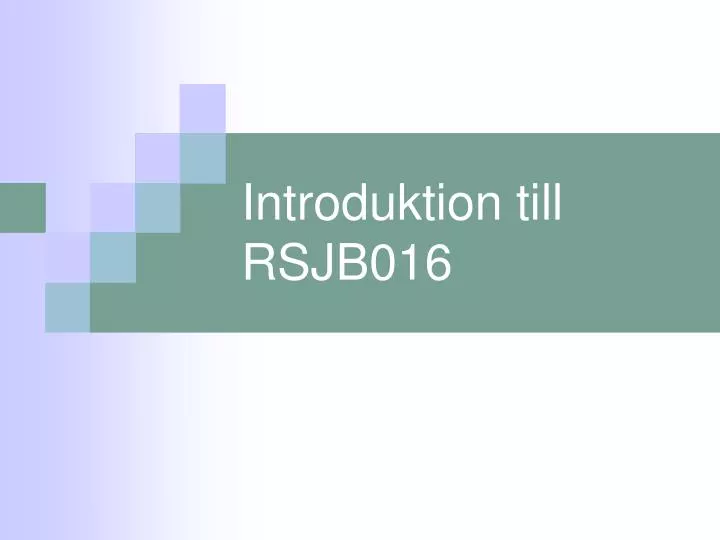 introduktion till rsjb016