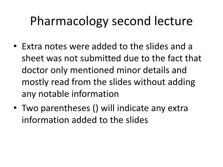 pharmacology second lecture
