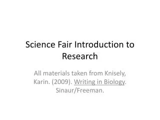 Science Fair Introduction to Research