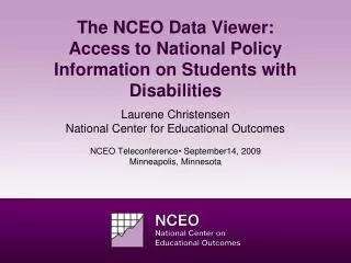 The NCEO Data Viewer: Access to National Policy Information on Students with Disabilities