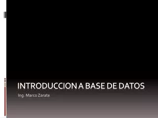 introduccion a base de datos