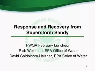 Response and Recovery from Superstorm Sandy