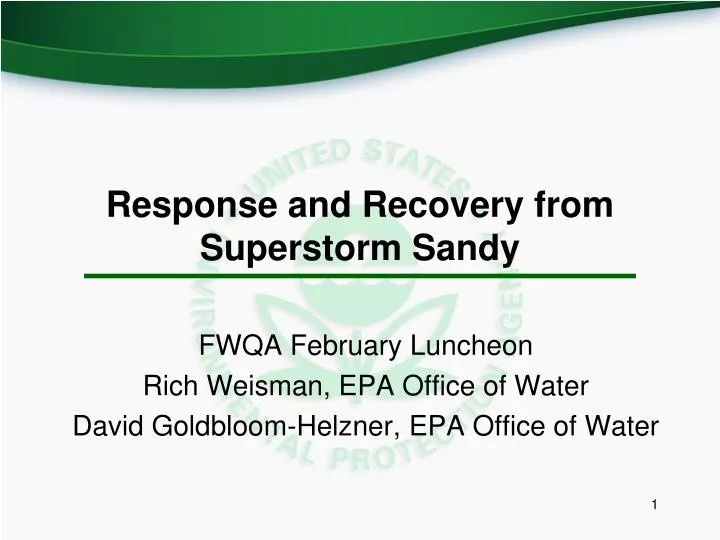 response and recovery from superstorm sandy