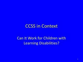 CCSS in Context