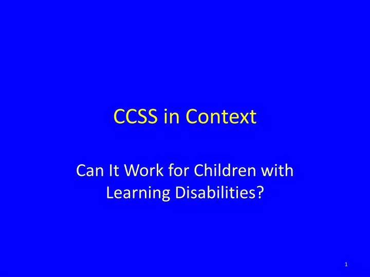 ccss in context