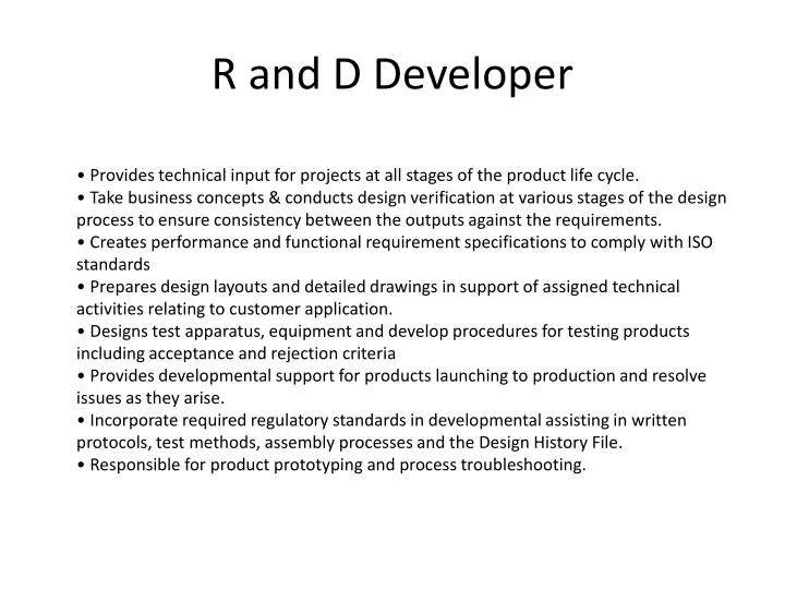r and d developer