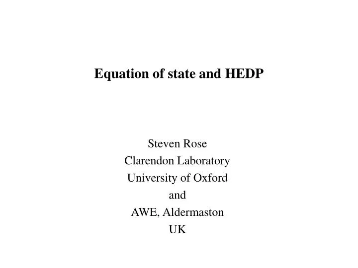 equation of state and hedp