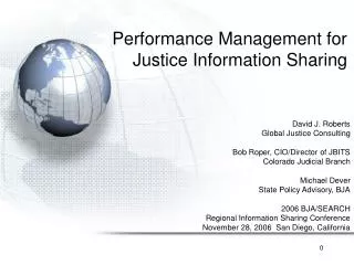 Performance Management for Justice Information Sharing