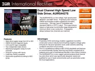 Dual Channel High Speed Low Side Driver, AUIRS4427S