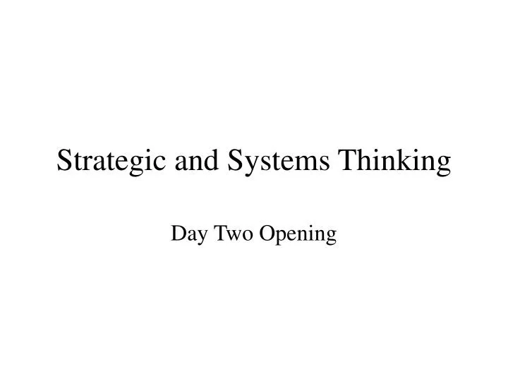 strategic and systems thinking