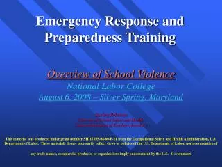 Emergency Response and Preparedness Training