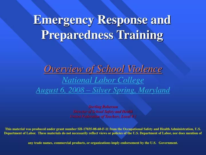 emergency response and preparedness training