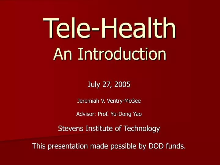 tele health an introduction