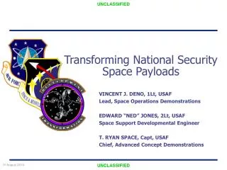 Transforming National Security Space Payloads