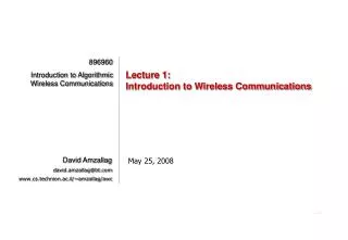 Lecture 1: Introduction to Wireless Communications