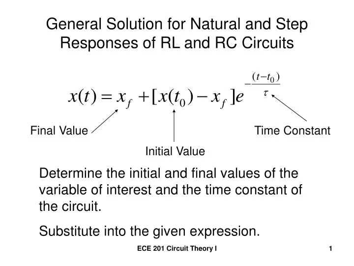 general solution for natural and step responses of rl and rc circuits