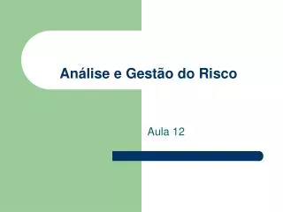 an lise e gest o do risco