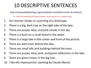10 descriptive sentences