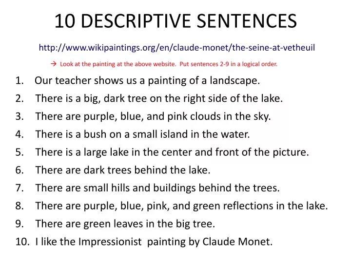 10 descriptive sentences