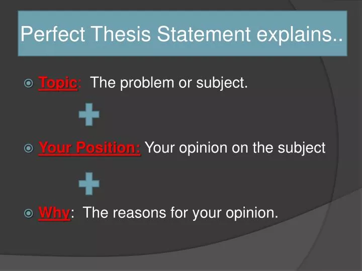 perfect thesis statement explains