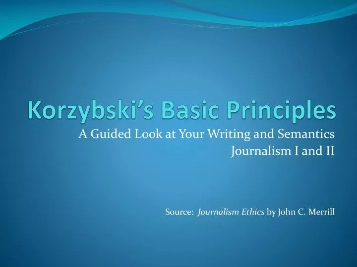 korzybski s basic principles