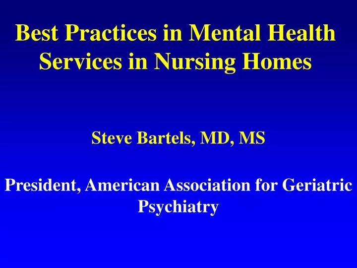 best practices in mental health services in nursing homes
