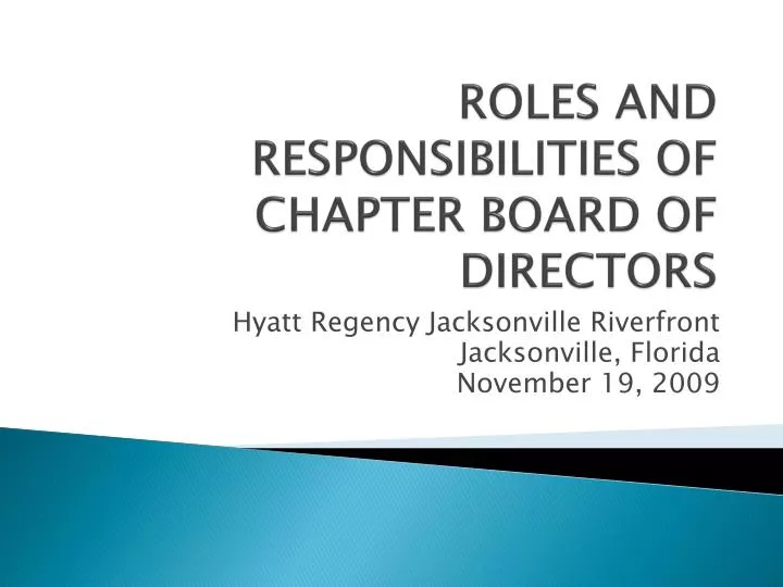 roles and responsibilities of chapter board of directors