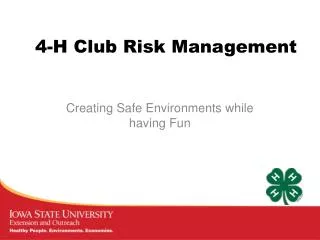 4-H Club Risk Management
