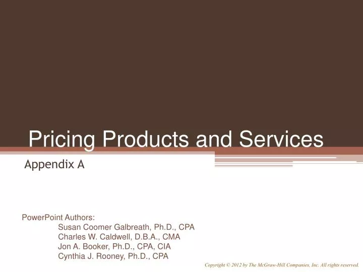 pricing products and services