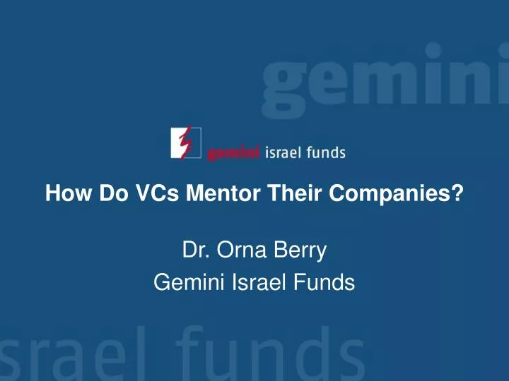 how do vcs mentor their companies