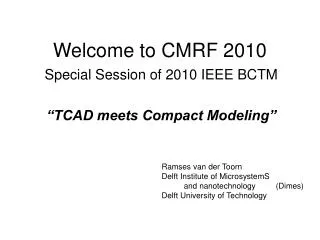 Welcome to CMRF 2010