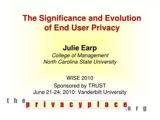 The Significance and Evolution of End User Privacy
