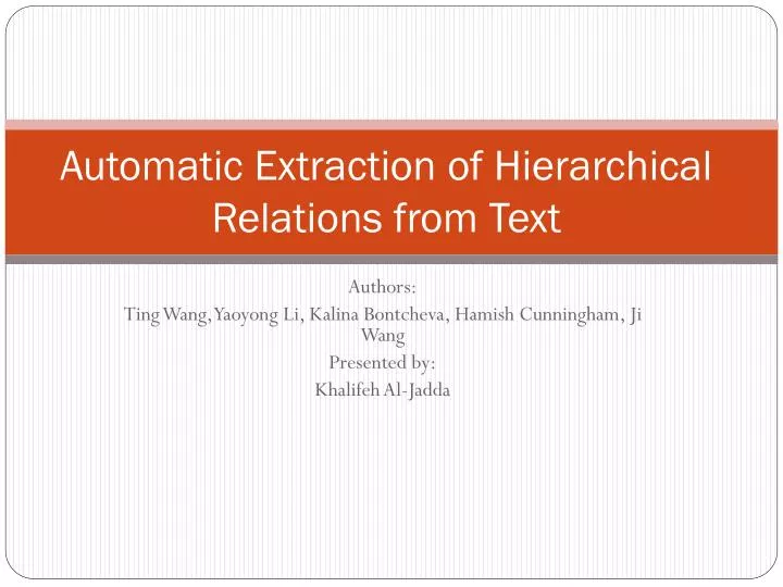 automatic extraction of hierarchical relations from text