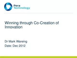 Winning through Co-Creation of Innovation