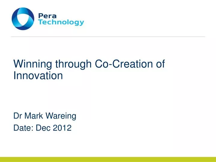 winning through co creation of innovation