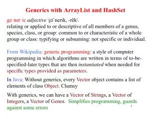 Generics with ArrayList and HashSet
