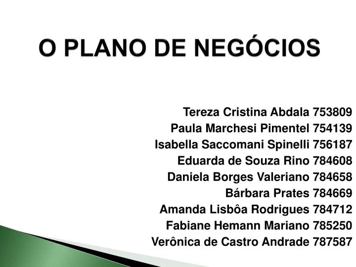 o plano de neg cios