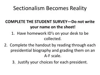 sectionalism becomes reality