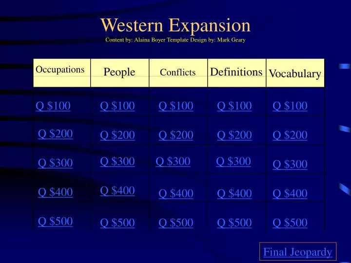 western expansion content by alaina boyer template design by mark geary