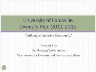 University of Louisville Diversity Plan 2011-2015