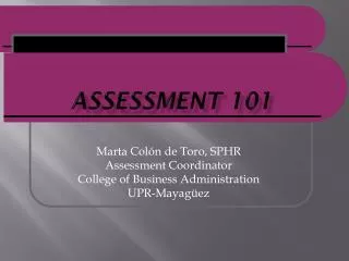 Assessment 101
